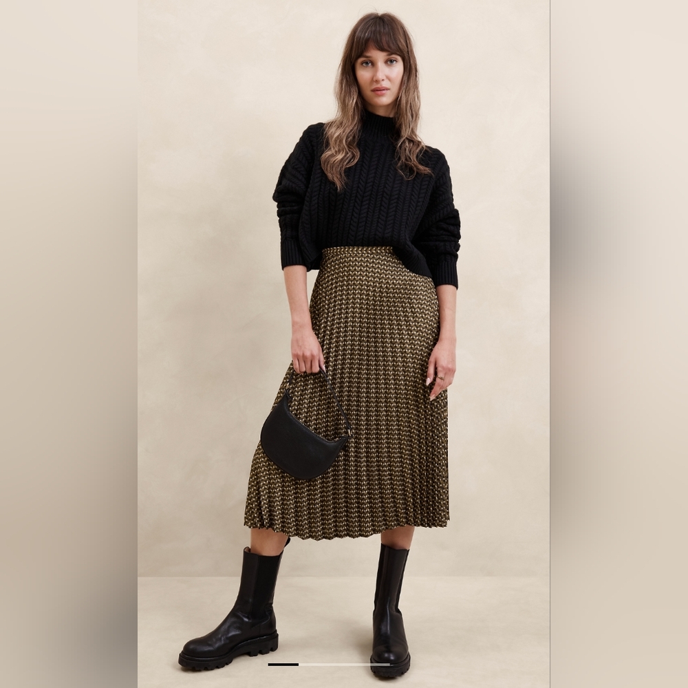Size 6 Banana Republic Pleated Midi Skirt